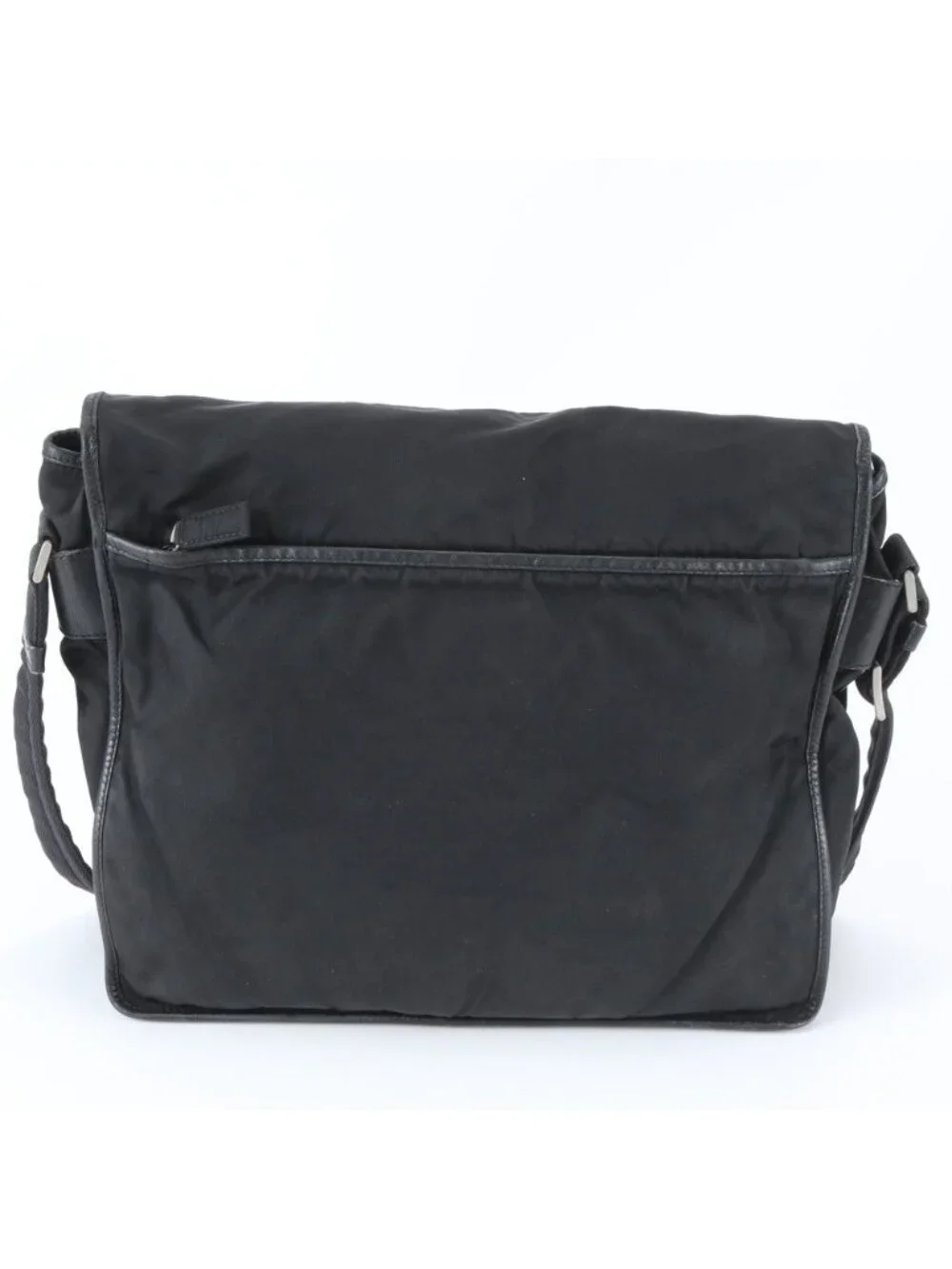 Prada Tessuto Nylon Triangle Logo Leather Shoulder Bag Crossbody Messenger